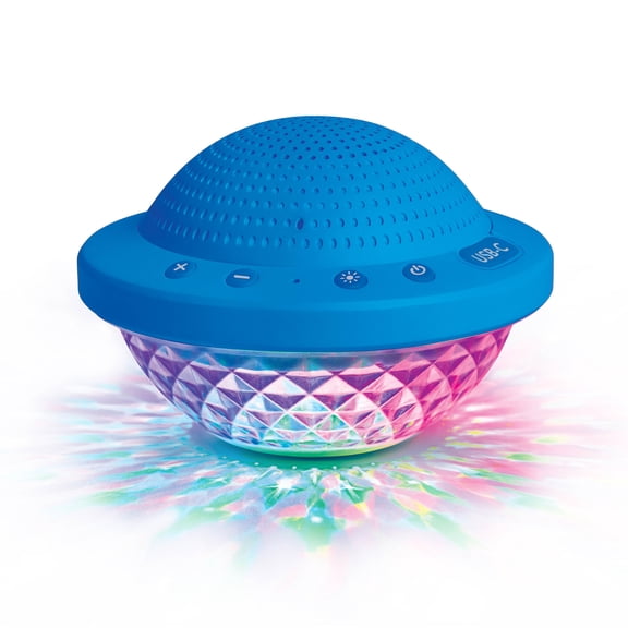 Bluescape Floating Bluetooth Speaker – IPX7 Waterproof, LED Light Show, FM Radio, 6-Hr Playtime, True Wireless Stereo, for Hot Tubs, Pools & Beach