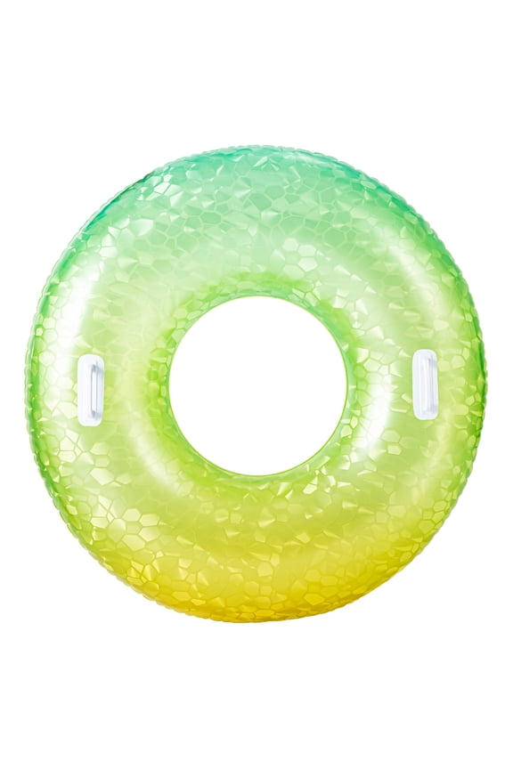 Green Yellow Gem Sparkle Inflatable Tube Pool Float, for Kids & Adults, Age 9 & up, Unisex
