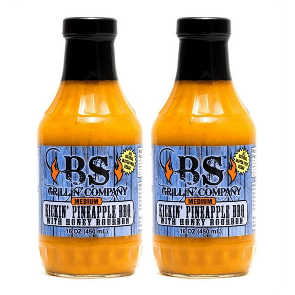 BS Grillin' Company 2 PK Kickin' Pineapple BBQ Sauce with Honey Bourbon