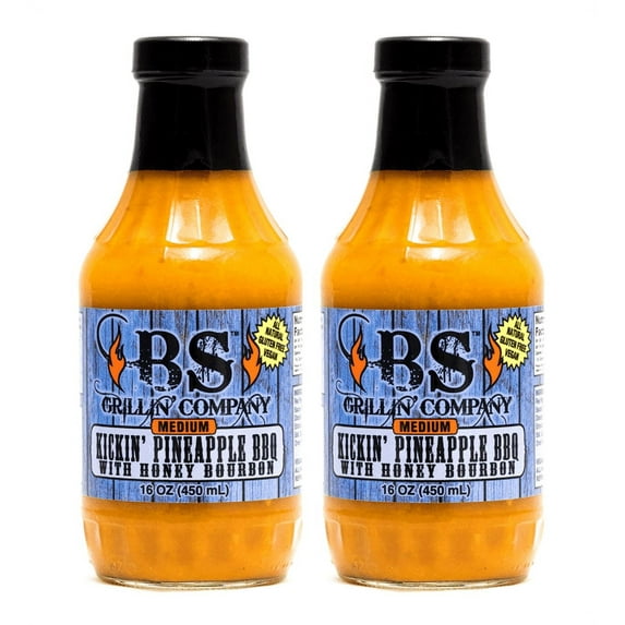 BS Grillin' Company 2 PK Kickin' Pineapple BBQ Sauce with Honey Bourbon