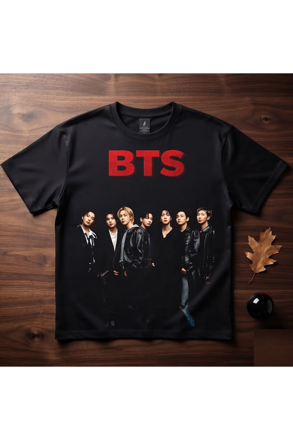 BS Kpop Boy Band Graphic T-Shirt Bold Red Logo Edgy