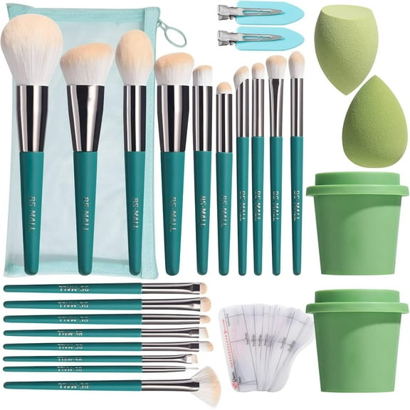 BS-MALL Makeup Brushes Premium Synthetic Foundation Powder Concealers Eye Shadows Makeup 18 Pcs Brush Set with 4 Pcs Makeup sponge Set