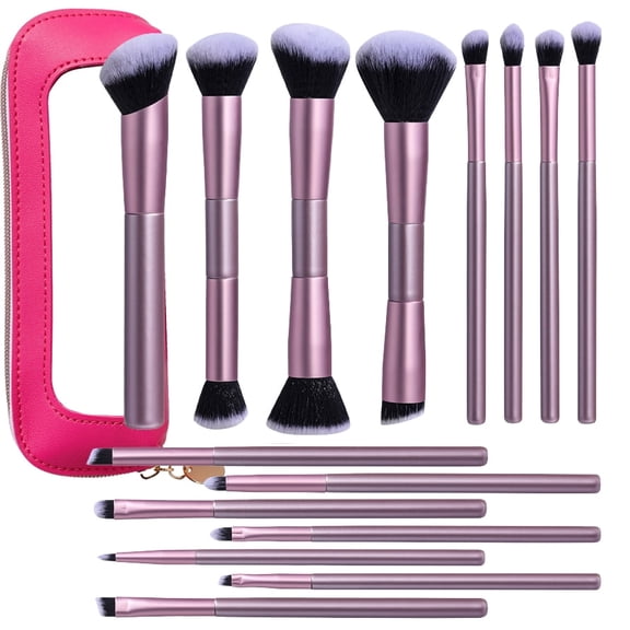 BS-MALL Precise Application 15-Piece Lavender Makeup Brush Set Premium Synthetic Bristles Velvety-Soft Texture Non-Irritating & Shed-Free Foundation Brush Set Professional-Grade Makeup