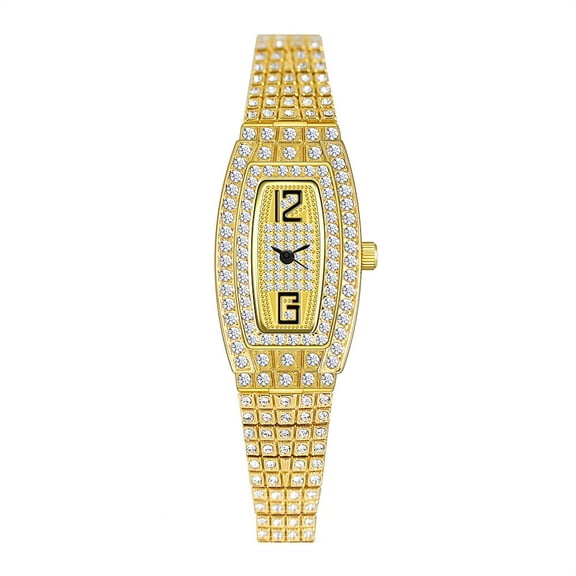 BS New Watch Bracelet Watch Full Diamond Small Tonneau Light Luxury Women's Watch Quartz Watch Fashion