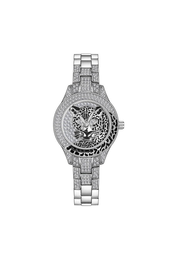 BS New Watch Chain Watch Fashion Brand Women's Watch Full of Diamonds Quartz Watch Popular Fashion Leopard Print Full Diamond