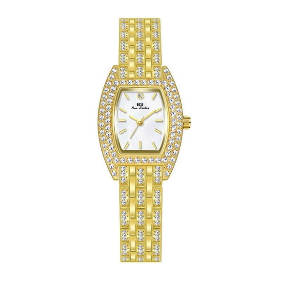 BS New Watch Chain Watch Light Luxury Small Green Watch Women's Watch Full of Diamonds Quartz Watch Fashion