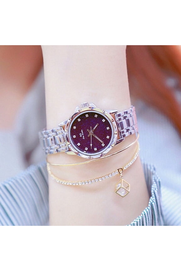BS New Watch Chain Watch Women's Watch Full of Diamonds Quartz Watch Popular Fashion Starry Sky