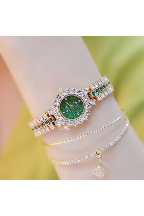 BS New Watch Shiny Full Diamond Small Green Watch Multi-Color Elegant Women's Chain Watch Fashion Popular Quartz