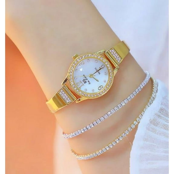 BS New Watch Small Chain Watch Women's Watch Full of Diamonds Quartz Watch Popular Fashion New