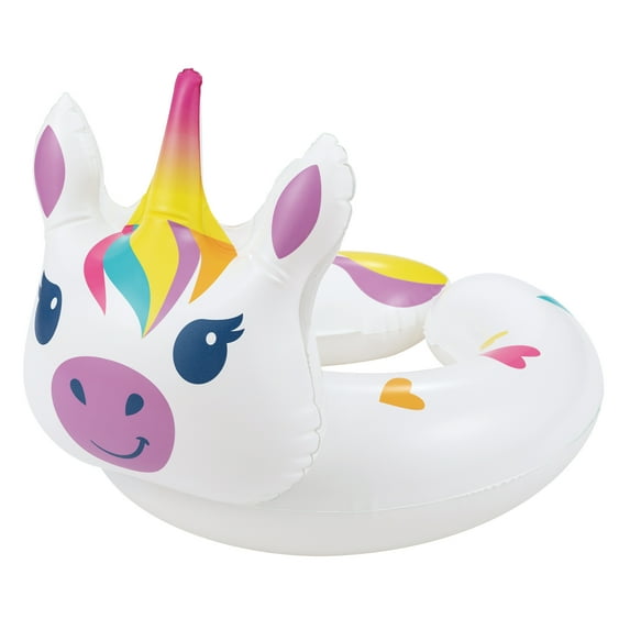 Bluescape White Unicorn Split Inflatable Swim Ring Pool Float for Kids, Ages 3 to 6, Unisex