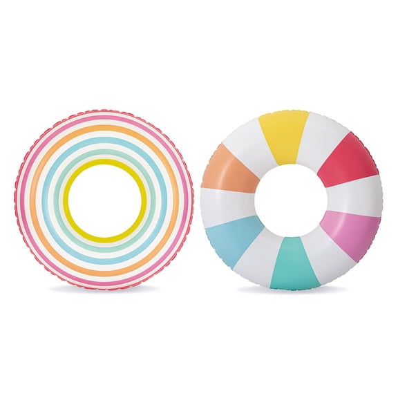 Bluescape Inflatable Stripe Swim Tube Pool Float, 2-pack, Multicolor Stripes, for Kids & Adults, Age 9 & up, Unisex