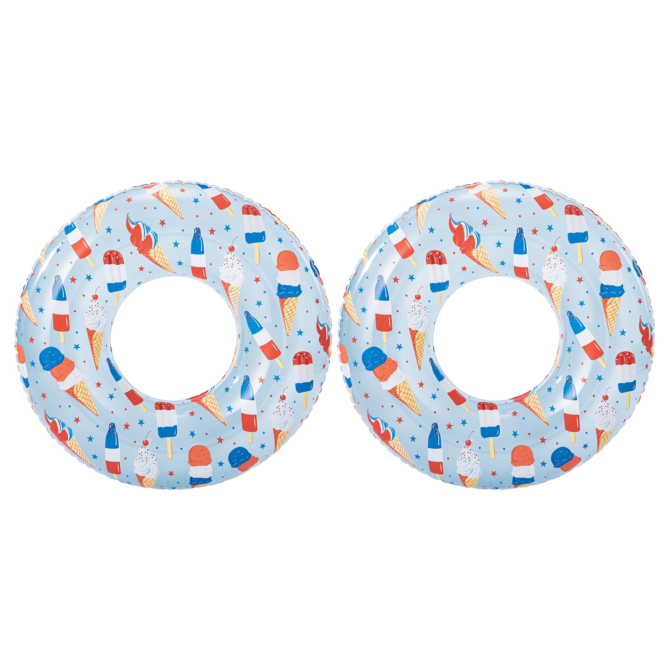 Bluescape Inflatable Sweets Swim Tube Pool Float, 2-Pack, Ice Cream Prints, for Kids & Adults, Age 9 & up, Unisex