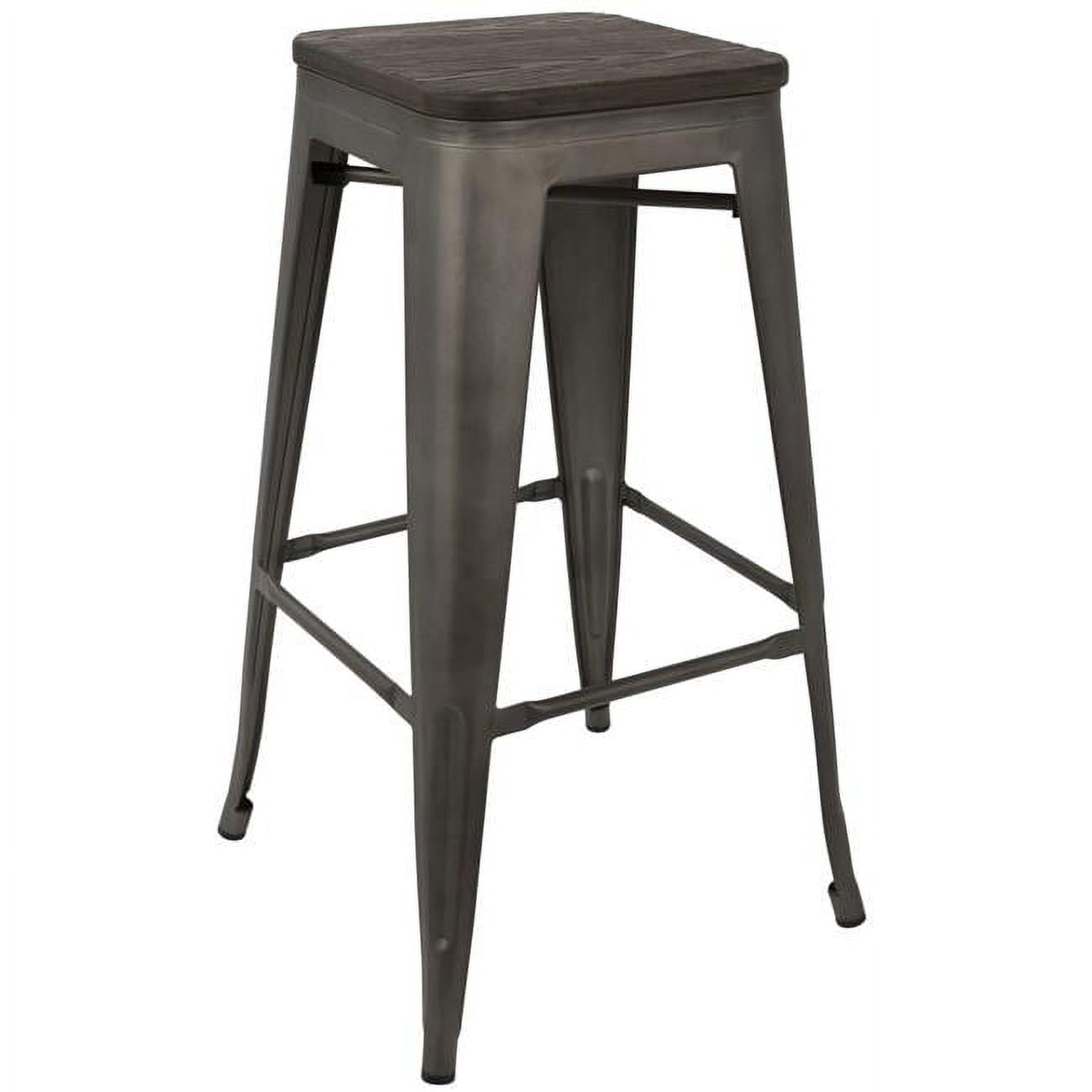 Antique Espresso & Black Industrial Swivel Bar Stool Set