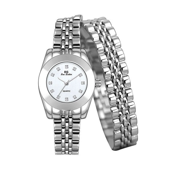 BS Watch Double Circle Chain Watch Snake Rhinestone Classic Temperament Women's Watch Quartz Watch Popular Fashion