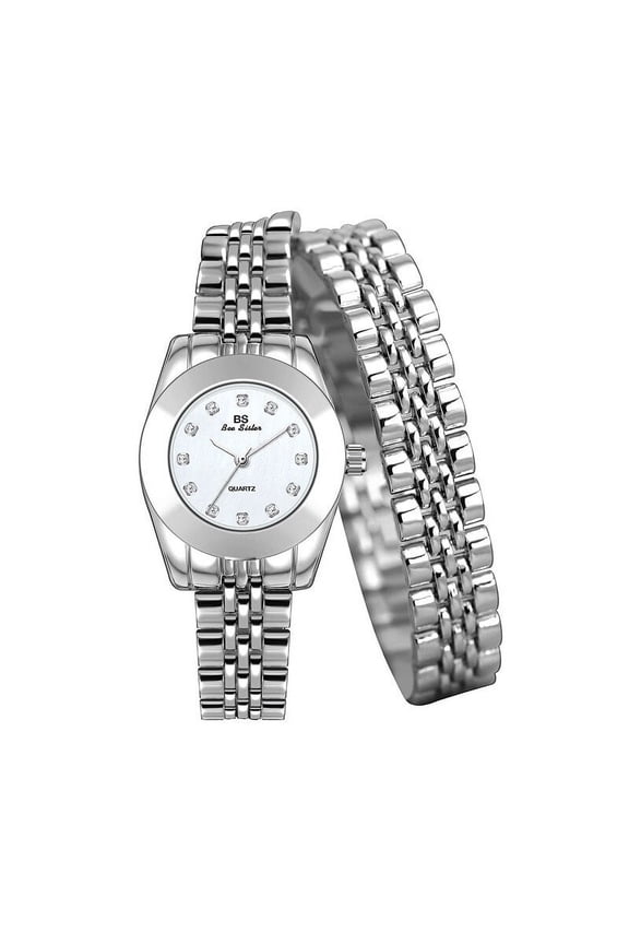 BS Watch Double Circle Chain Watch Snake Rhinestone Classic Temperament Women's Watch Quartz Watch Popular Fashion