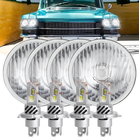 BSBSDJB 4PC DOT 5.75" 5-3/4" Round LED Headlights White Bulbs for Datsun 620 Pickup 1972-1974