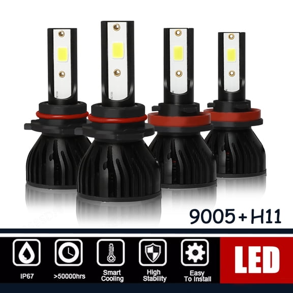 BSBSDJB 4Pcs Bulbs For Acura TSX 2009-2014 LED Automotive Bulbs 9005+H11 High Low Beam