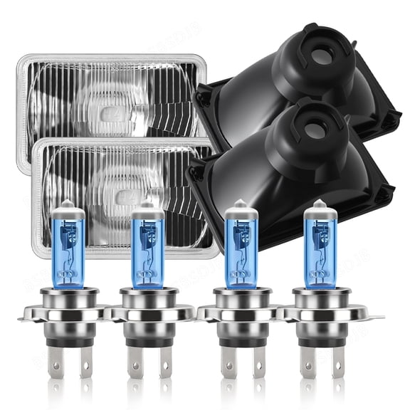BSBSDJB 4Pcs Housing For Isuzu NQR NPR NPR-HD FTR 4x6" Halogen Headlight High-Low Beam Bulbs