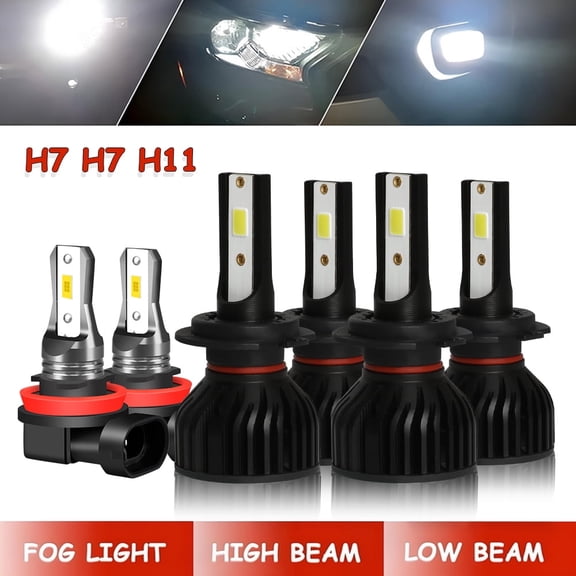 BSBSDJB 6Pcs White LED Headlight Bulbs For BMW 328i 2007-2016 High Low Beam H7+H7+H11 Fog Light