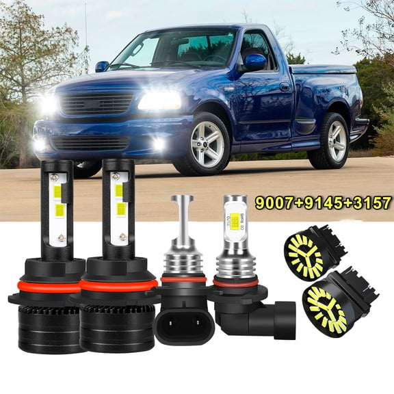 BSBSDJB For 1999-2003 Ford F-150 6PC LED Headlight+Trun Signal Light+Fog Light Blubs