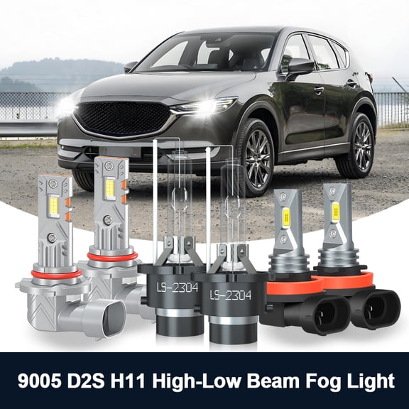 BSBSDJB For 2008-2017 Mazda 5 GS Mini Passenger Van 4-Door HID/LED Headlight High Low Beam Fog Light Bulbs