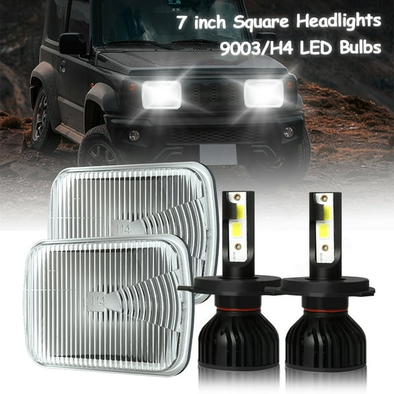 BSBSDJB For Ford Bronco 1978-1986 Pair 5x7" 7x6 inch LED Headlight Bulbs Hi-Low Beam with H4