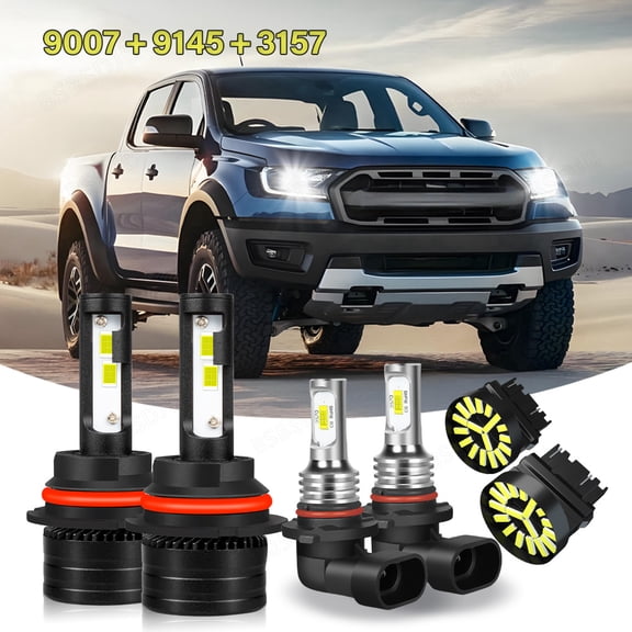 BSBSDJB For Ford Ranger 2001-2011 6PC LED Headlight+Trun Signal Light+Fog Light Blubs