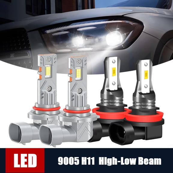 BSBSDJB For Honda Insight 2010-2014 White LED Headlight Bulbs,9005 High Beam + H11 Low Beam, Pack of 4