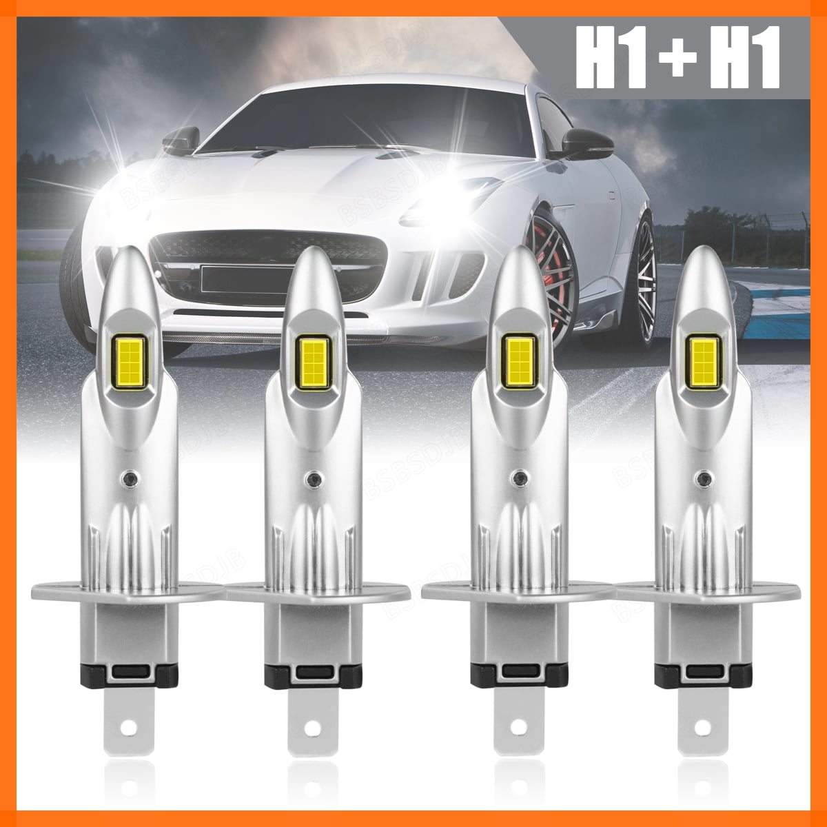 BSBSDJB For Honda Prelude 1997-2001 Combo 4x H1 LED Headlight Bulbs High Low Beam White