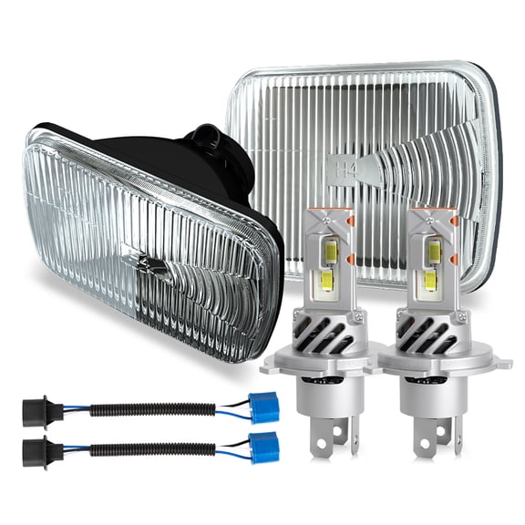 BSBSDJB For International Harvester 9900 9200 9400i 4700 4800 Pair 5x7" 7x6" inch Headlight Housing H4 LED Bulbs