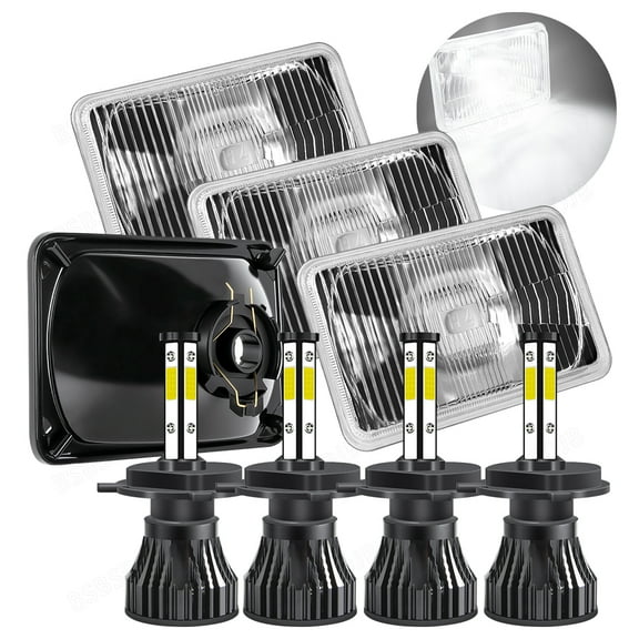 BSBSDJB For Lincoln Town Car 1981-1989 4x6" COB LED Headlights High-Low Sealed Beam 4Pcs