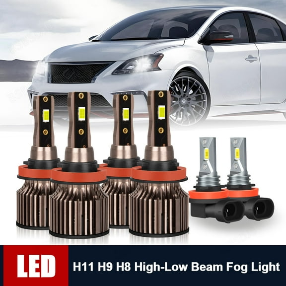 BSBSDJB For Nissan Versa 2020 Cool White LED Headlight Bulbs High Low Beam Fog Lights