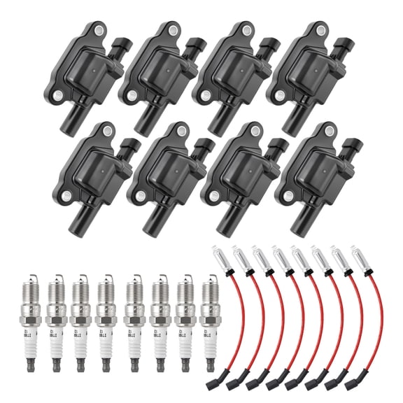 BSBSDJB High Performance Ignition Coil & Spark Plug & Wire Fit for Chevy GMC 5.3L 6.2L UF413