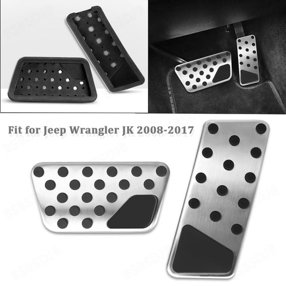 BSBSDJB No Drill Fuel Gas Brake Pedal Cover for Jeep Wrangler JK 2008-2017 Accessories