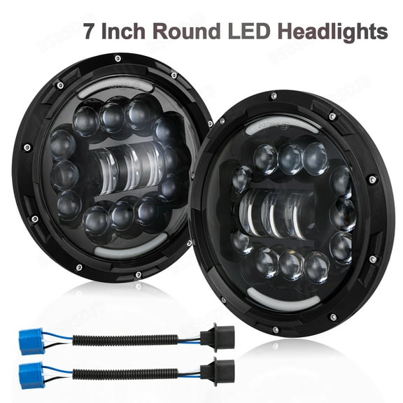 BSBSDJB Pair 7" inch Round LED High/Low Beam Headlights Black fit Ford F100 F150 F250 Truck