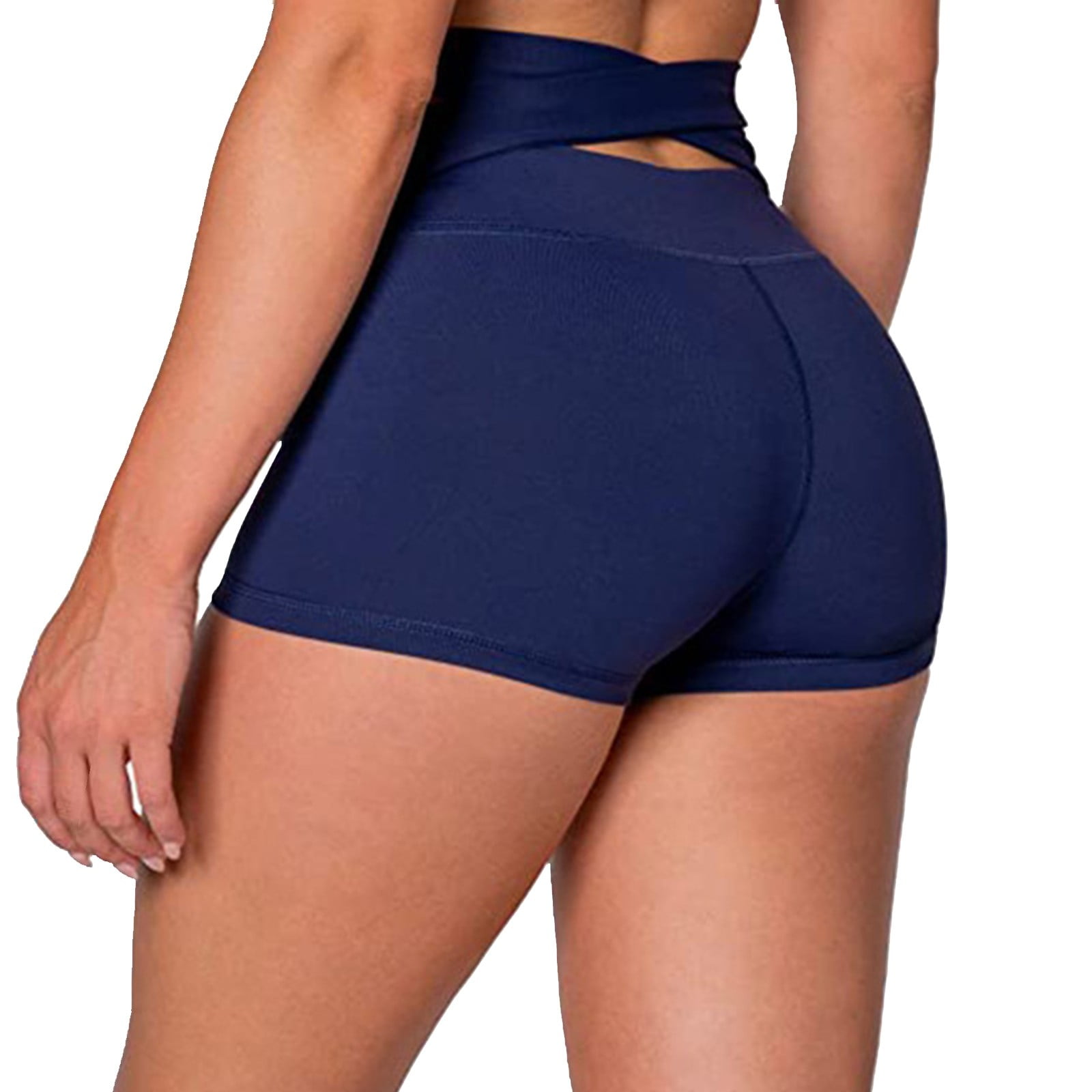 BSDHBS Gym Shorts Women's Back Waist Strap High Waist Tight Fitness Solid  Color Stretch Yoga Pants 