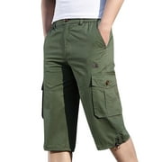 BSDHBS Men Cargo Pants Mens Summer Casual Fitness Bodybuilding Pocket Sports Shorts Pants Green Size 5XL