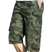 BSDHBS Men's Cargo Pants Mens Summer Casual Fitness Bodybuilding Printed Pocket Sports Shorts Pants Green Size 4XL