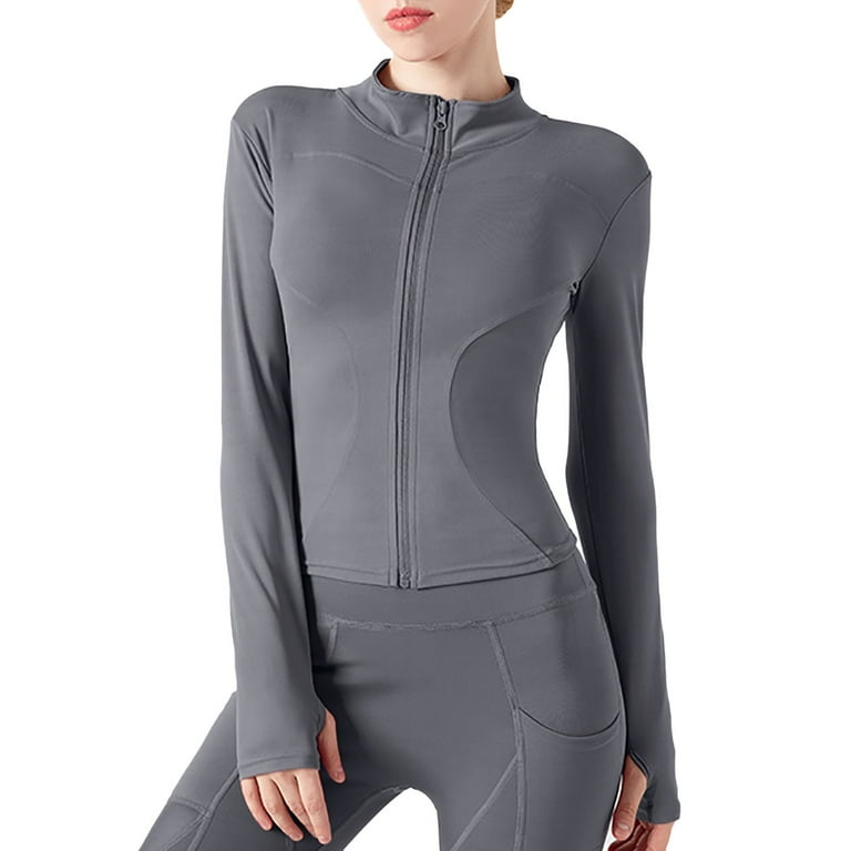 BSDHBS Women Light Jacket Women s Yoga Activewear Zipper Front Sports Tops Long Sleeve Sports Cropped Tops