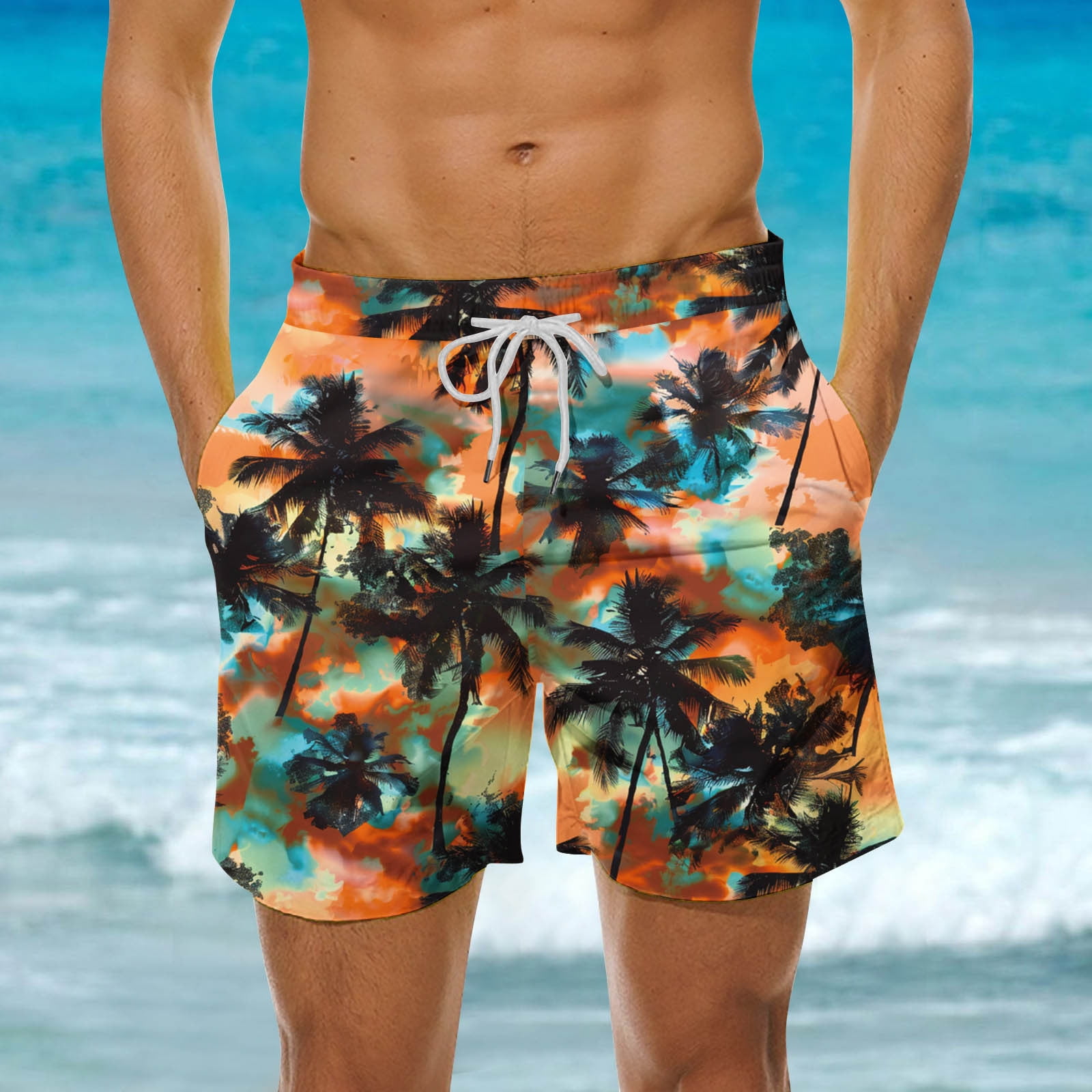 BSDJIFG Men Shorts Clearance in Floral Print Quick Dry Swim Shorts for ...