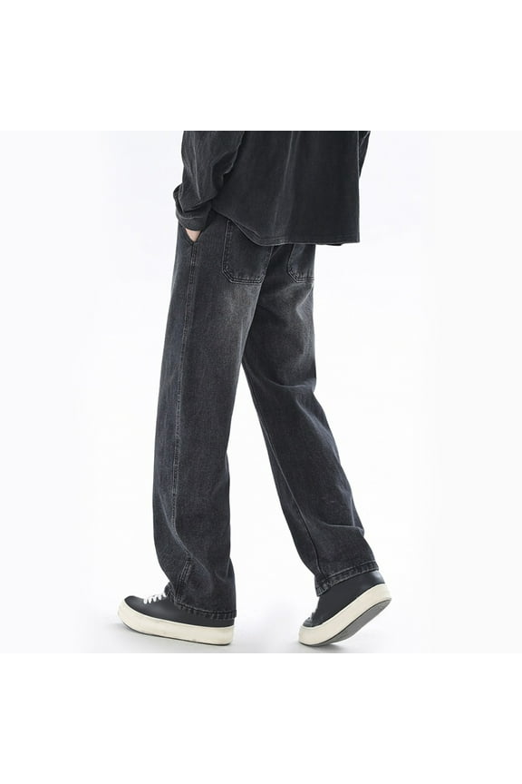 100% Denim Pants for Men Stretch Jeans with Elastic Waist Hiking Pants for Gym Workout Running