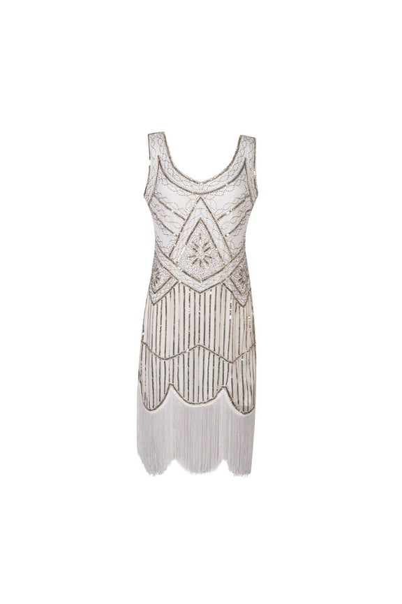 1920 Dresses for Women Plus Size Sequin Flapper Dress Retro Mesh Dance Prom Party Dress Sleeveless V Neck Tassel Sparkly Evening Dresses Rollbacks,S-4XL