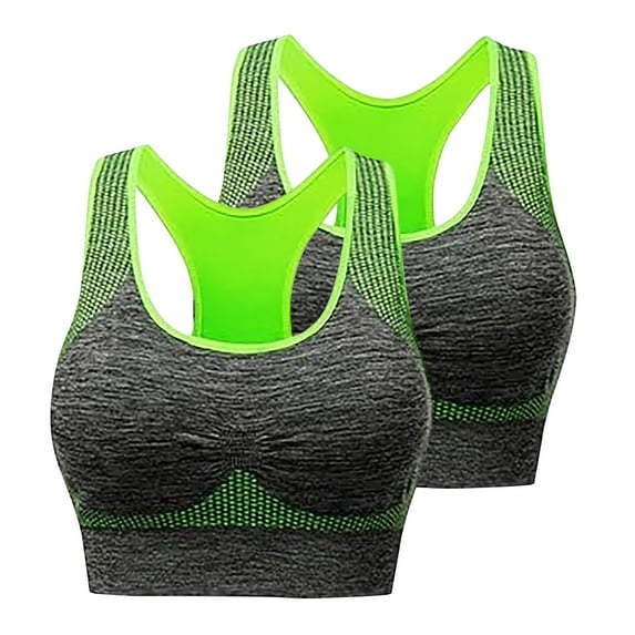 BSDJILFG 2PC Sports Bras for Women,Women's Seamless Wireless Comfortable Yoga Bralette Bras for Gym Training Jogging Pull-On Racerback Underwear