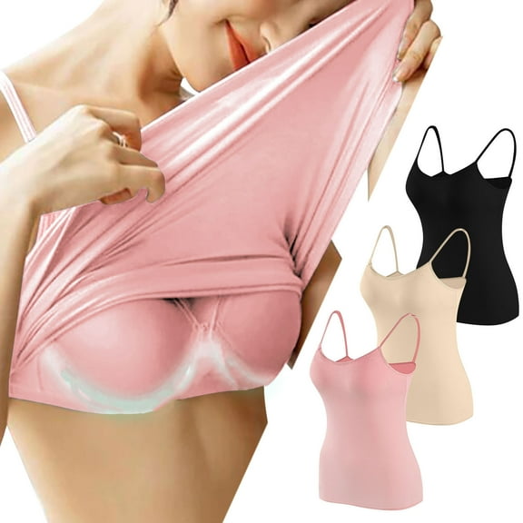 BSDJILFG 2PC Vest Shirts for Women Padded Lounge Tops Solid Color Soft Silk Comfy Stretch Camisoles S-XL