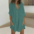 thumbnail image 1 of BSDJILFG 3/4 Sleeve Cardigan for Women Summer Lightweight Swimsuit Cover Ups Dressy Shirt Dress Button Down Collar Blouse for Beach Vacation with Pockets, 1 of 5