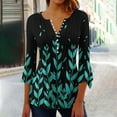 thumbnail image 1 of BSDJILFG 3/4 Sleeve Peplum Tops for Women Dressy Ruffle Bell Sleeve Button Up Pleated Tunics Floral Print Henley V-Neck Office Blouse, 1 of 5