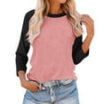 thumbnail image 1 of BSDJILFG 3/4 Sleeve Sweatshirts for Junior Girls Long Sleeve T-Shirt Raglan Top Color Blocked Crew Neck Pullover Shirts, 1 of 3