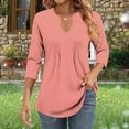 thumbnail image 1 of BSDJILFG 3/4 Sleeve Tops for Women Business Casual Blouses V Neck Pleated Shirts Peasant Tunic Tops Dressy Casual Work Outfits, 1 of 6