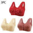 thumbnail image 1 of BSDJILFG 3 Pack Bras for Plus Size Women Front Closure Bras Full Coverage Camisoles Wire Free Daisy Print Everyday Bra ,M-7XL, 1 of 9