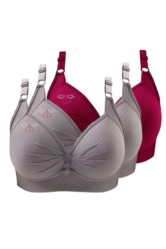 3 Pack Full Coverage Bras for Women Wide Straps Plus Size Big Bust Bra High Support Push Up Full Figure Everyday Bra ,XS-4XL